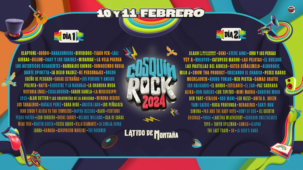 Grilla Completa del Cosquín Rock 2024
